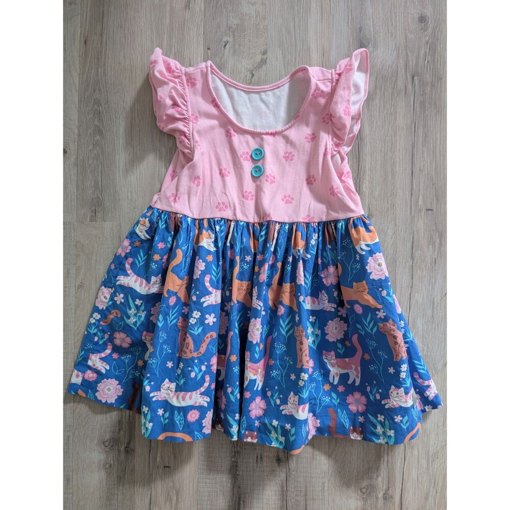 Eleanor Rose Cat Kitty Print Dress Tunic, 8-10Y (V9)